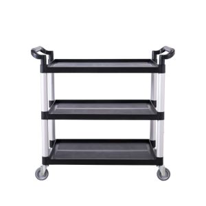 طاولة خدمة سوداء من البلاستيك المقوى