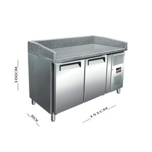 ثلاجة بيتزا ستيل مع رخامة 2 باب 1.50 متر