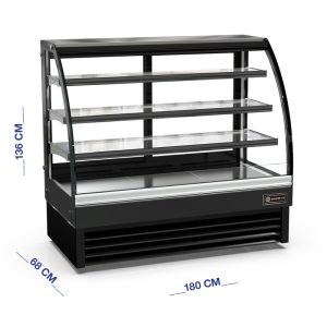 ثلاجة عرض حلويات وكيك 180 سم زجاج منحني