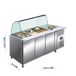 ثلاجة تحضير ستيل 3 باب مقاس 180سم