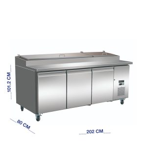 ثلاجة سلطة ستيل 3 باب 202 سم