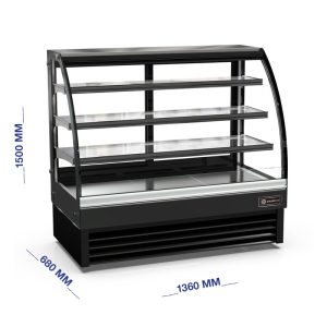 ثلاجة عرض حلويات وكيك 150سم زجاج منحني