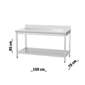 طاولة قابلة للتجميع ستانلس ستيل 304 مدعمة مع رف سفلي 150سم